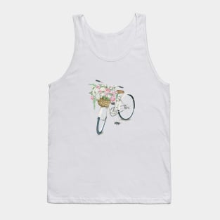 Vintage White Bicycle With Flowers Tank Top